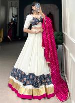 Pure Rayon White Festival Wear Printed Readymade Lehenga Choli